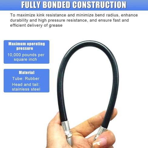 Grease Gun Hose, 12" Flexible Whip Extension Grease Hose with Coupler, 4500 PSI 1/8" NPT Threads Grease Guns Replacement Hoses for Hand Operated Greases Guns in Saudi Arabia