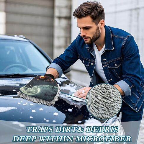 AIXIWAWA Car Wash Mitt Washing Glove Scratch Free Water Absorbent 2 Pack Large Halloween Moon Print in Kuwait