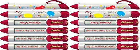 Greeting Pen "Celebrate" Birthday Pens with Rotating Messages, 6 Pen Set (36501) in Kuwait