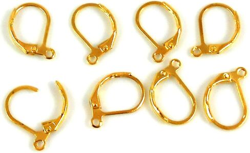 14K Yellow Gold Earrings Findings Round Leverback Pure 1 Micron Plated Lever Back 10 x 16 mm for Fine Jewelry Making (6 pcs.) in Saudi Arabia