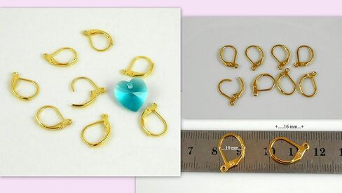 14K Yellow Gold Earrings Findings Round Leverback Pure 1 Micron Plated Lever Back 10 x 16 mm for Fine Jewelry Making (6 pcs.) in Saudi Arabia