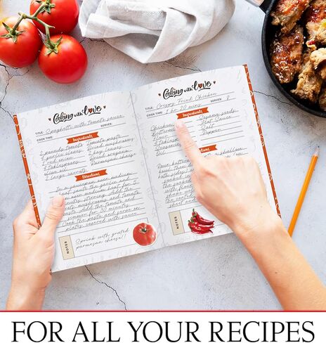 Blank Recipe Book to Write Your Own Recipes | Hardcover 160 Pages | Family Cookbook Journal with Stickers | Gift for Moms, Food Lovers & Home Cooks in Saudi Arabia