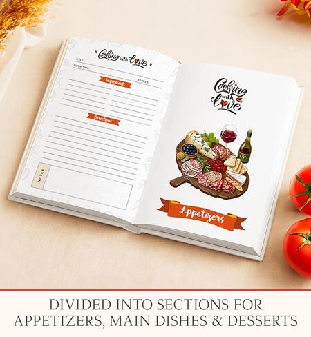 Blank Recipe Book to Write Your Own Recipes | Hardcover 160 Pages | Family Cookbook Journal with Stickers | Gift for Moms, Food Lovers & Home Cooks in Saudi Arabia