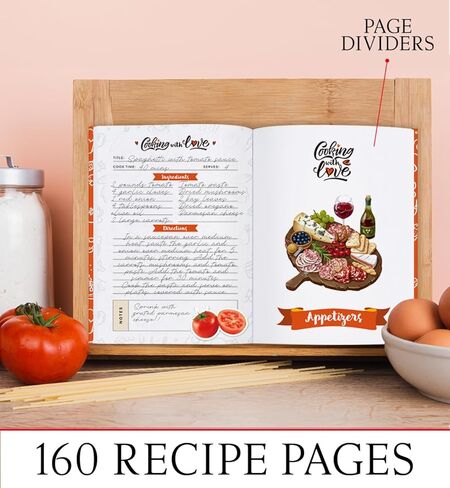 Blank Recipe Book to Write Your Own Recipes | Hardcover 160 Pages | Family Cookbook Journal with Stickers | Gift for Moms, Food Lovers & Home Cooks in Saudi Arabia