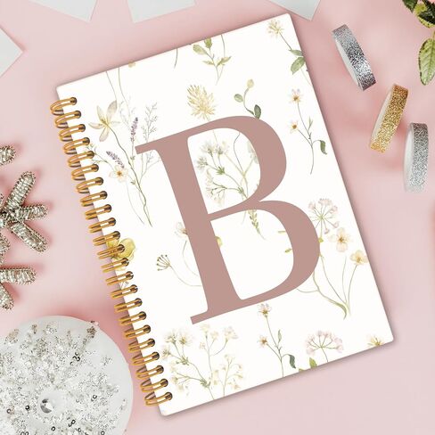 Initial Letter A Notebook Journal, Monogrammed Gifts For Women, Journal For Teen Girls, Cute Personalized Floral Journals Notebooks for Women, Hardcover Spiral Notebook 5.5x8.3 in Saudi Arabia
