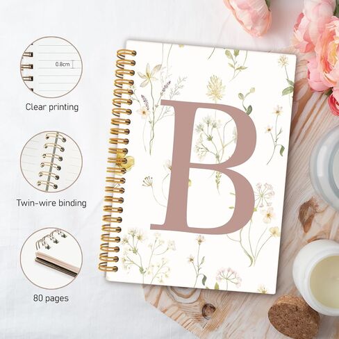 Initial Letter A Notebook Journal, Monogrammed Gifts For Women, Journal For Teen Girls, Cute Personalized Floral Journals Notebooks for Women, Hardcover Spiral Notebook 5.5x8.3 in Saudi Arabia