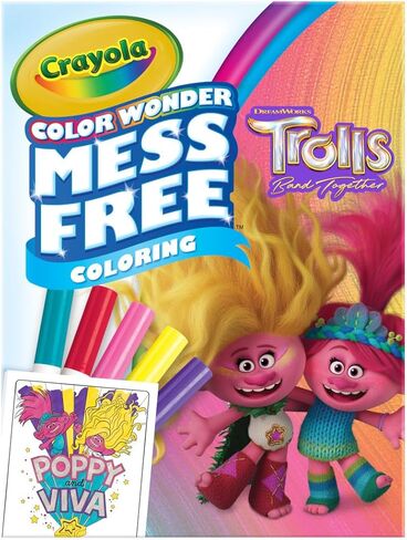 Crayola Trolls Color & Erase Sticker Activity Pad, 12 Reusable Trolls Coloring Pages & 100 Stickers, Gift in Saudi Arabia