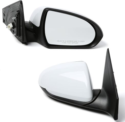 Driver Side Mirror (Left/LH) Compatible with Hyundai Elantra 2017-2020, Power Adjust, Manual-Folding, 3-Pin Connector, White Housing, Replaces 87610F3050, HY1320224 in Saudi Arabia