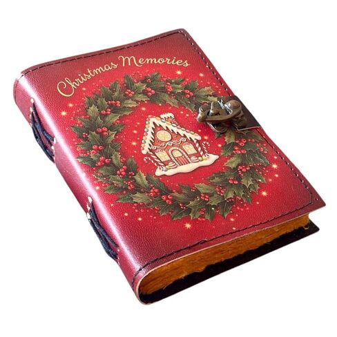 Book of Shadows Leather Journal, Merry Christmas Spellbook with Vintage Clasp Lock – 200 Page Antique Deckle Edge Leather Bound Notebook – Notebook Journal Christmas Gift For Men & Women in Saudi Arabia