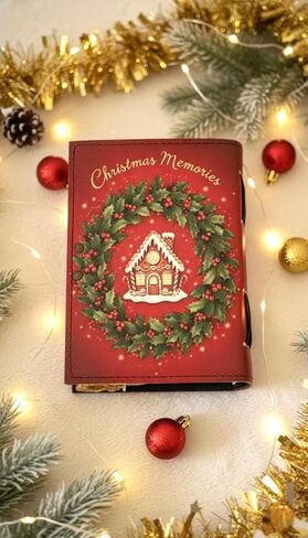 Book of Shadows Leather Journal, Merry Christmas Spellbook with Vintage Clasp Lock – 200 Page Antique Deckle Edge Leather Bound Notebook – Notebook Journal Christmas Gift For Men & Women in Saudi Arabia