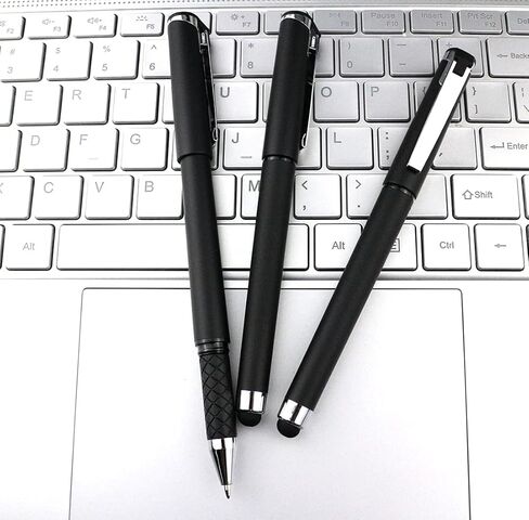 Black Gel Ink Rollerball Pens 1.0mm Gel Pens 2-in-1 stylus Pens 1.0mm Medium Point Pen for Office, Black gel ink(18 Pack-Black) in Saudi Arabia