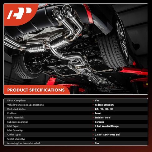 A-Premium Front Catalytic Converter Kit Direct-Fit Compatible with Chevrolet Silverado 1500 & GMC Sierra 1500, Yukon XL 1500 & Cadillac Escalade, Escalade ESV, Escalade EXT, 6.2L, E.P.A. Compliant in Saudi Arabia