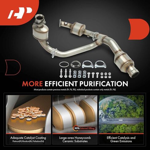 A-Premium Front Catalytic Converter Kit Direct-Fit Compatible with Chevrolet Silverado 1500 & GMC Sierra 1500, Yukon XL 1500 & Cadillac Escalade, Escalade ESV, Escalade EXT, 6.2L, E.P.A. Compliant in Saudi Arabia