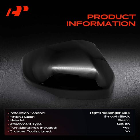 A-Premium Passenger Side Rearview Mirror Cover Cap - Compatible with Honda CR-V CRV, HR-V HRV, 2023 2024 2025 - Smooth Black, with Turn Signal Hole in Saudi Arabia
