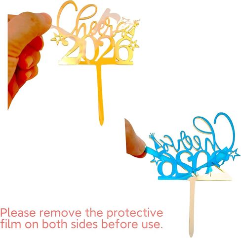 Mirror Gold Acrylic Happy New Year 2026 Cake Topper, Cheer to 2026, New Years Eve Party Decorations,Happy New Year Party Cake Decorations in Saudi Arabia