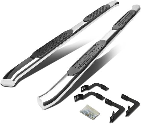 لوح الجري Nerf Bar ذو الخطوة الجانبية المنحنية 4 بوصات متوافق مع Frontier سوزوكي خط الاستواء Crew Cab 05-20، الفولاذ المقاوم للصدأ، الكروم المصقول in Saudi Arabia