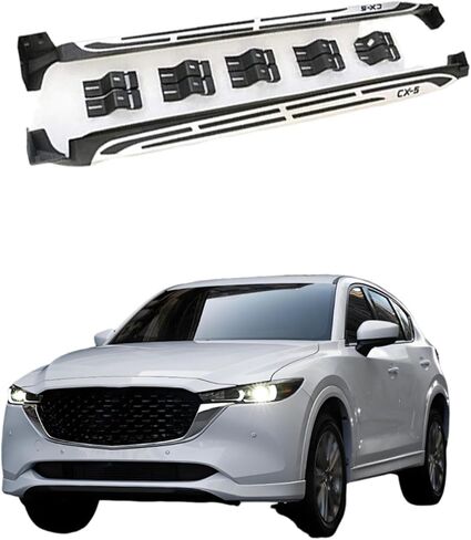 ألواح الجري الجانبية المتوافقة مع دواسات شريط نيرف مازدا CX-5 CX5 2017-2025، فضي مع أسود in Saudi Arabia