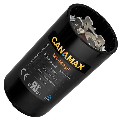 Canamax 124-149 فائق التوهج/MFD 220-250VAC مكثف بدء التشغيل الدائري - بديل لتشغيل محرك التيار المتردد أو تشغيل المروحة ومكيف الهواء البارد أو المضخة الحرارية in Saudi Arabia