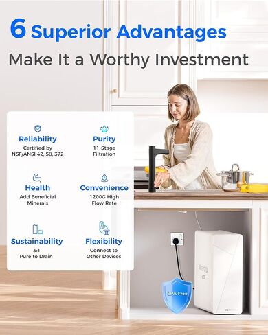 فلتر مياه Waterdrop WD-N1-CF، بديل لنظام التناضح العكسي N1، عمر 6 أشهر in Kuwait