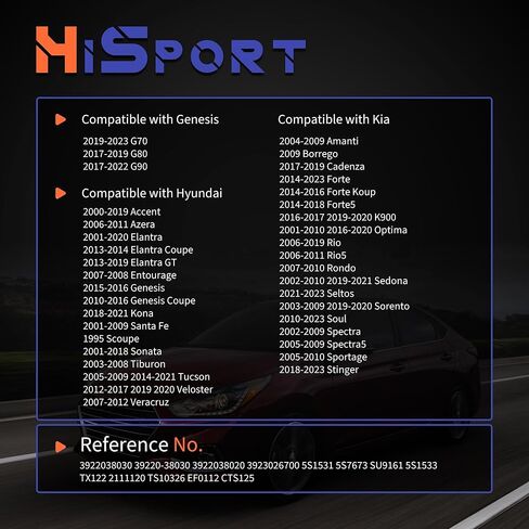 HiSport Engine Coolant Temperature Sensor - Compatible with Genesis Hyundai Accent Elantra Sonata Tiburon Kia Forte Rio Rondo Soul Replaces 39220-38030 in Saudi Arabia
