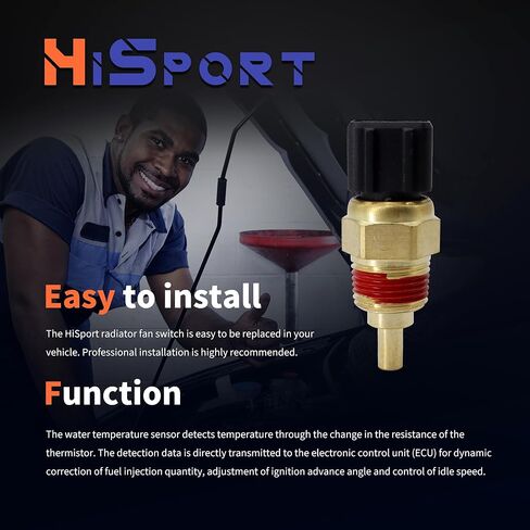 HiSport Engine Coolant Temperature Sensor - Compatible with Genesis Hyundai Accent Elantra Sonata Tiburon Kia Forte Rio Rondo Soul Replaces 39220-38030 in Saudi Arabia