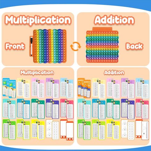 مخطط الضرب بوبر مع بطاقات فلاش الرياضيات، بطاقة تعليمية لجدول الأوقات، الصف الثالث، الرابع، الخامس، السادس، أدوات الرياضيات، المدرسة المنزلية، مستلزمات المعلمين in Kuwait