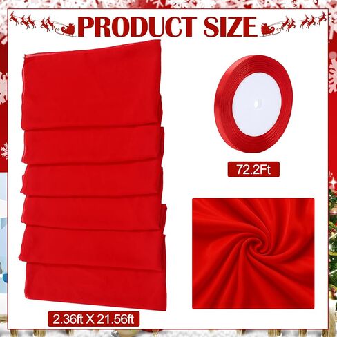 Thyle 28.8 Inch x 21.6 ft Giant Ribbon Christmas Tree Decorations Extra Large Gorgeous Elegant Wide Ribbon Garland for Christmas Staircase Wedding Indoor Outdoor Decorations(Red,Chiffon) in Saudi Arabia