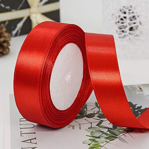 2 Rolls Christmas Ribbons, Red Green Xmas Satin Ribbons Fabric for Gift Wrapping and DIY Craft, Wedding, Wreath, Bow Making, Christmas Tree Decoration, 1 Inch Wide in Saudi Arabia