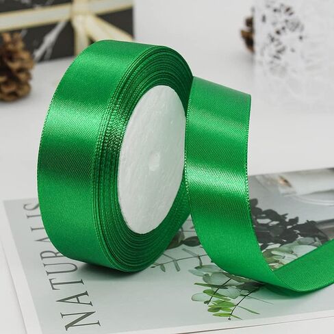 2 Rolls Christmas Ribbons, Red Green Xmas Satin Ribbons Fabric for Gift Wrapping and DIY Craft, Wedding, Wreath, Bow Making, Christmas Tree Decoration, 1 Inch Wide in Saudi Arabia