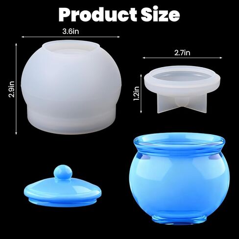 Silicone Resin Jar Mold Storage Box Resin Molds Epoxy Resins Casting Mold with Lid Trinket Jewelry Holder Candy Storage Box Organizer Bottle Candle Holder Home Decor Gift for DIY Art Craft Supplies in Saudi Arabia