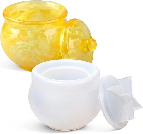 Silicone Resin Jar Mold Storage Box Resin Molds Epoxy Resins Casting Mold with Lid Trinket Jewelry Holder Candy Storage Box Organizer Bottle Candle Holder Home Decor Gift for DIY Art Craft Supplies in Saudi Arabia