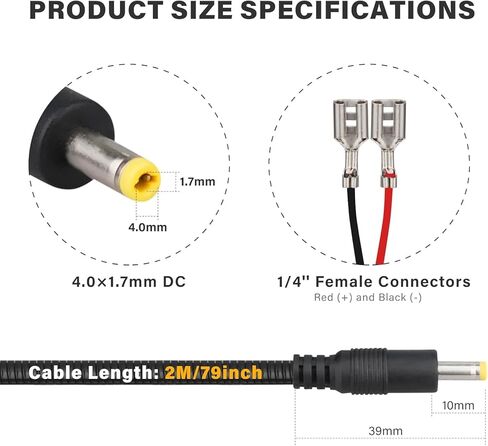 KSK 79-inch Chew Proof Trail Camera Power Cord (2 Pack) with Alligator Clips, 4.0x1.7mm DC External Power Cable, Compatible with Tactacam Reveal, X, XB, SK, Wise Eye, Spartan Gocam, etc in Saudi Arabia