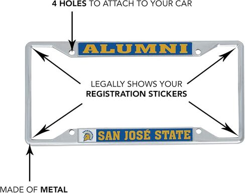 Desert Cactus San Jose State University SJSU Spartans Car Accessories Metal License Plate Frame and Tag Holder for Front or Rear of Car (Alumni) in Saudi Arabia