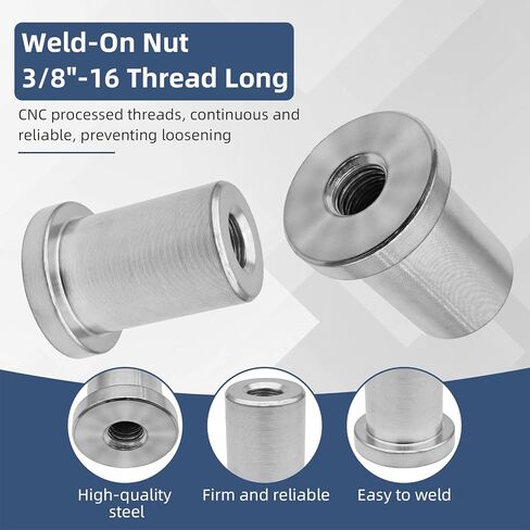 لحام على صامولة، 3/8 بوصة - 16 خيط طويل ملولب أنثى لحام صمولة فولاذية للهيكل (6 قطع) in Kuwait