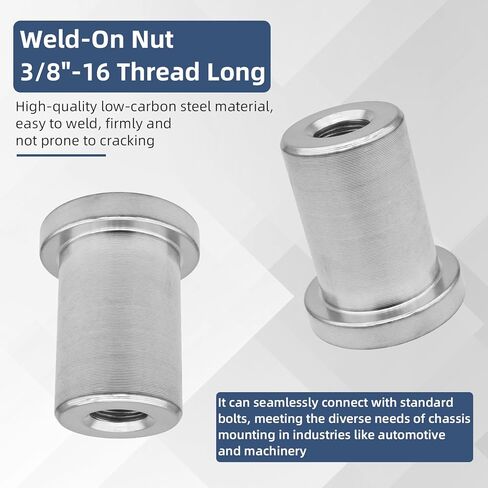 لحام على صامولة، 3/8 بوصة - 16 خيط طويل ملولب أنثى لحام صمولة فولاذية للهيكل (6 قطع) in Kuwait