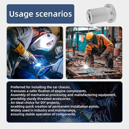 لحام على صامولة، 3/8 بوصة - 16 خيط طويل ملولب أنثى لحام صمولة فولاذية للهيكل (6 قطع) in Kuwait