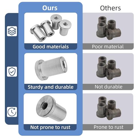 لحام على صامولة، 3/8 بوصة - 16 خيط طويل ملولب أنثى لحام صمولة فولاذية للهيكل (6 قطع) in Kuwait