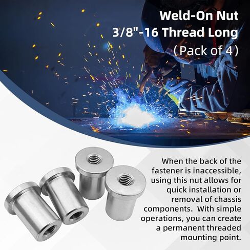 لحام على صامولة، 3/8 بوصة - 16 خيط طويل ملولب أنثى لحام صمولة فولاذية للهيكل (6 قطع) in Kuwait