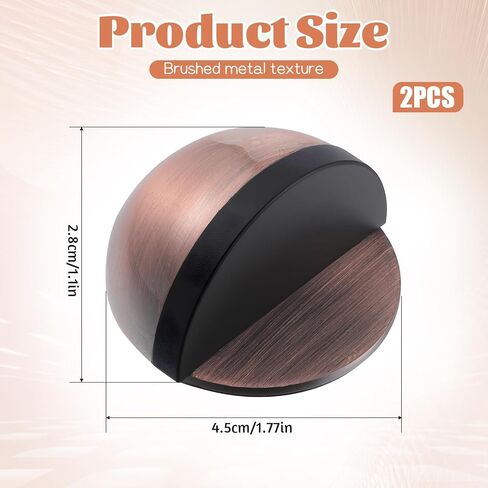 2 Pack Stainless Steel Half Dome Floor Door Stopper Self Adhesive Door Stoppers Floor Doors Stop Wall Protector No Drill Doors Stoppers for Living Room Bedroom Bathroom Office (Bronze) in Saudi Arabia