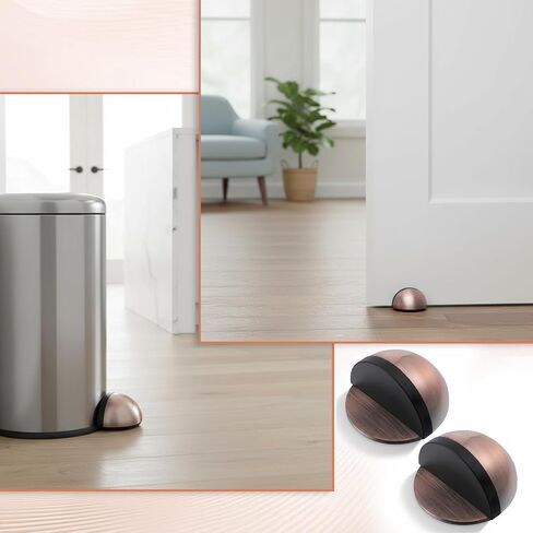 2 Pack Stainless Steel Half Dome Floor Door Stopper Self Adhesive Door Stoppers Floor Doors Stop Wall Protector No Drill Doors Stoppers for Living Room Bedroom Bathroom Office (Bronze) in Saudi Arabia