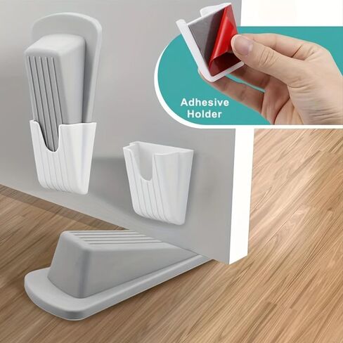 Premium Gray Door-Stops – No-Hole Required, Slip-Resistant Design, Easily Mounts on Doors for Ultimate Security in Saudi Arabia