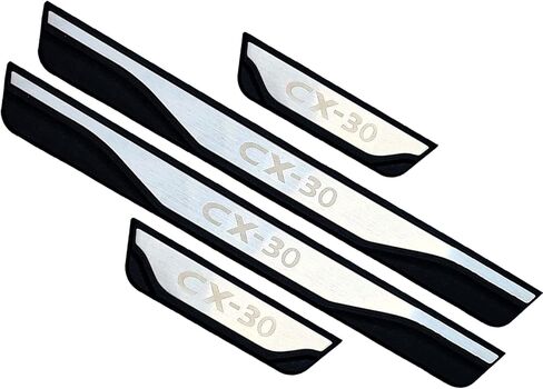 GZBFTDH Car Door Sill Scuff Plate Guard Protector, for Mazda CX30 2020 2021 2022, Stainless Steel Trim Cover Accessories 4Pcs Set in Saudi Arabia