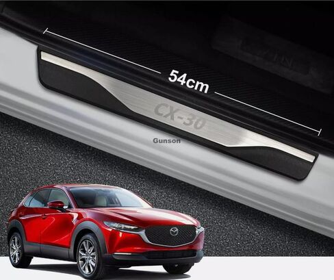GZBFTDH Car Door Sill Scuff Plate Guard Protector, for Mazda CX30 2020 2021 2022, Stainless Steel Trim Cover Accessories 4Pcs Set in Saudi Arabia
