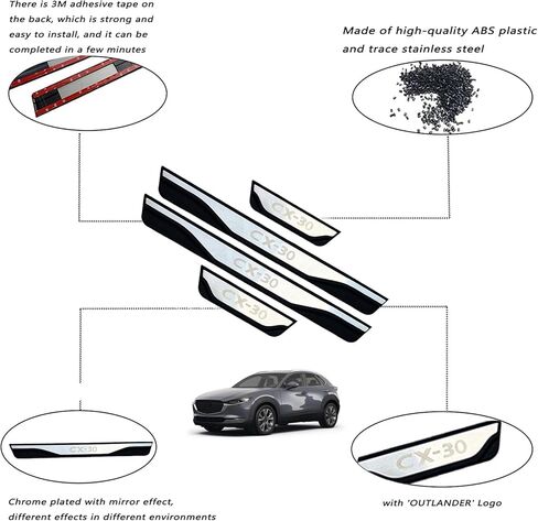 GZBFTDH Car Door Sill Scuff Plate Guard Protector, for Mazda CX30 2020 2021 2022, Stainless Steel Trim Cover Accessories 4Pcs Set in Saudi Arabia