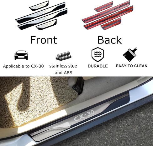 GZBFTDH Car Door Sill Scuff Plate Guard Protector, for Mazda CX30 2020 2021 2022, Stainless Steel Trim Cover Accessories 4Pcs Set in Saudi Arabia