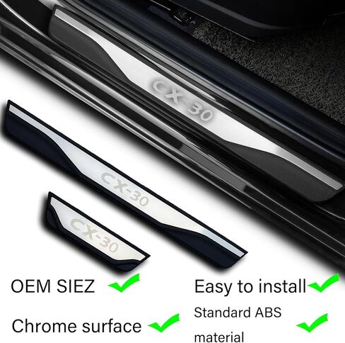 GZBFTDH Car Door Sill Scuff Plate Guard Protector, for Mazda CX30 2020 2021 2022, Stainless Steel Trim Cover Accessories 4Pcs Set in Saudi Arabia