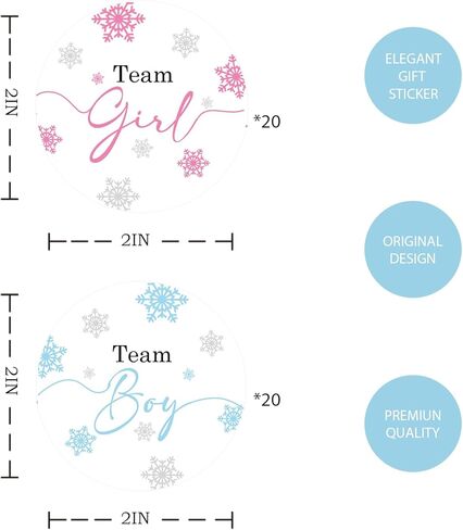 40pcs Snowflake Gender Reveal Thank You Stickers, Winter Wonderland Team Boy Team Girl Round Stickers, Baby It's Cold Outside Round Labels for Winter Gender Reveal Party Favors in Saudi Arabia