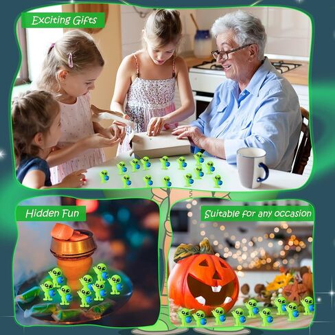 25 Pcs Glow in The Dark Mini Alien Figures Tiny Planet Alien Figurines to Hide Seek Luminous Astronaut Statue Space Party Goodie Bag Piñata Fillers Cake Toppers in Saudi Arabia