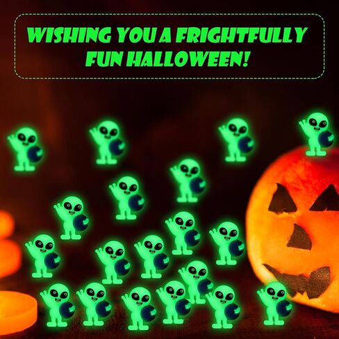 25 Pcs Glow in The Dark Mini Alien Figures Tiny Planet Alien Figurines to Hide Seek Luminous Astronaut Statue Space Party Goodie Bag Piñata Fillers Cake Toppers in Saudi Arabia