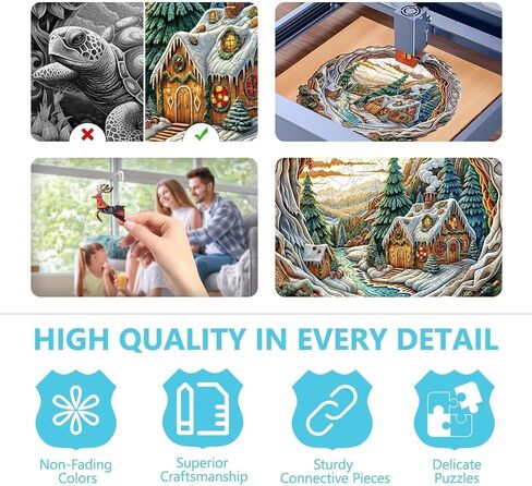 Wooden Puzzles for Adults - Snow House Puzzle, Flat Puzzle with 3D Visual Effect, Snowy Scene Wood Puzzles Adult, Wall Art Home Decor (L-13.4 * 13.2in 280 Pieces) in Saudi Arabia